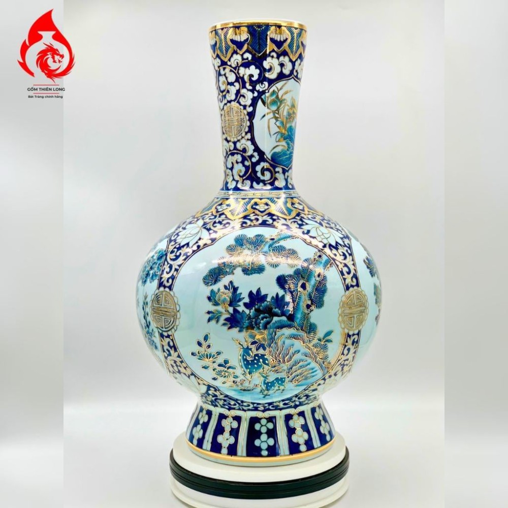Bình Củ Tỏi Bát Tràng Vẽ Vàng Tùng Cúc Trúc Mai 231192