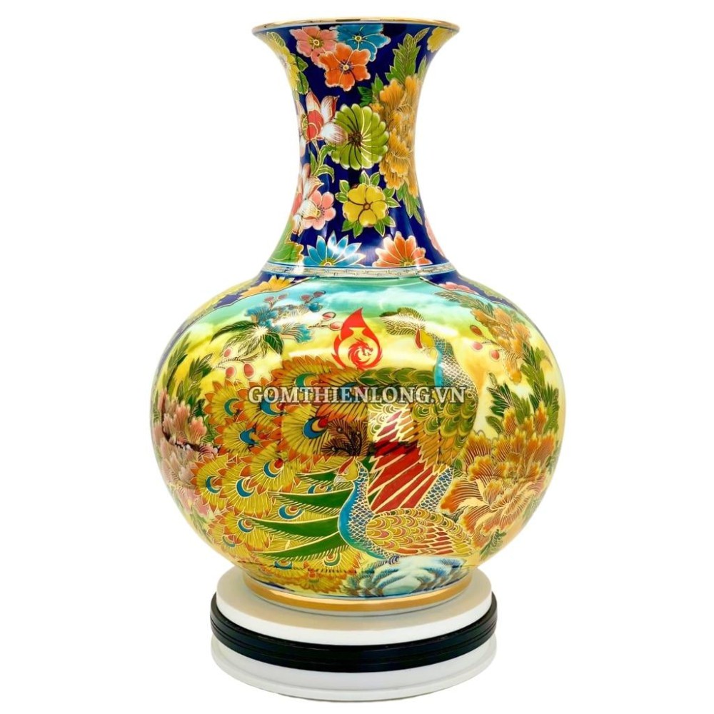 Bình Củ Tỏi Bát Tràng Vẽ Vàng Công Hoa Phú Quý 231185