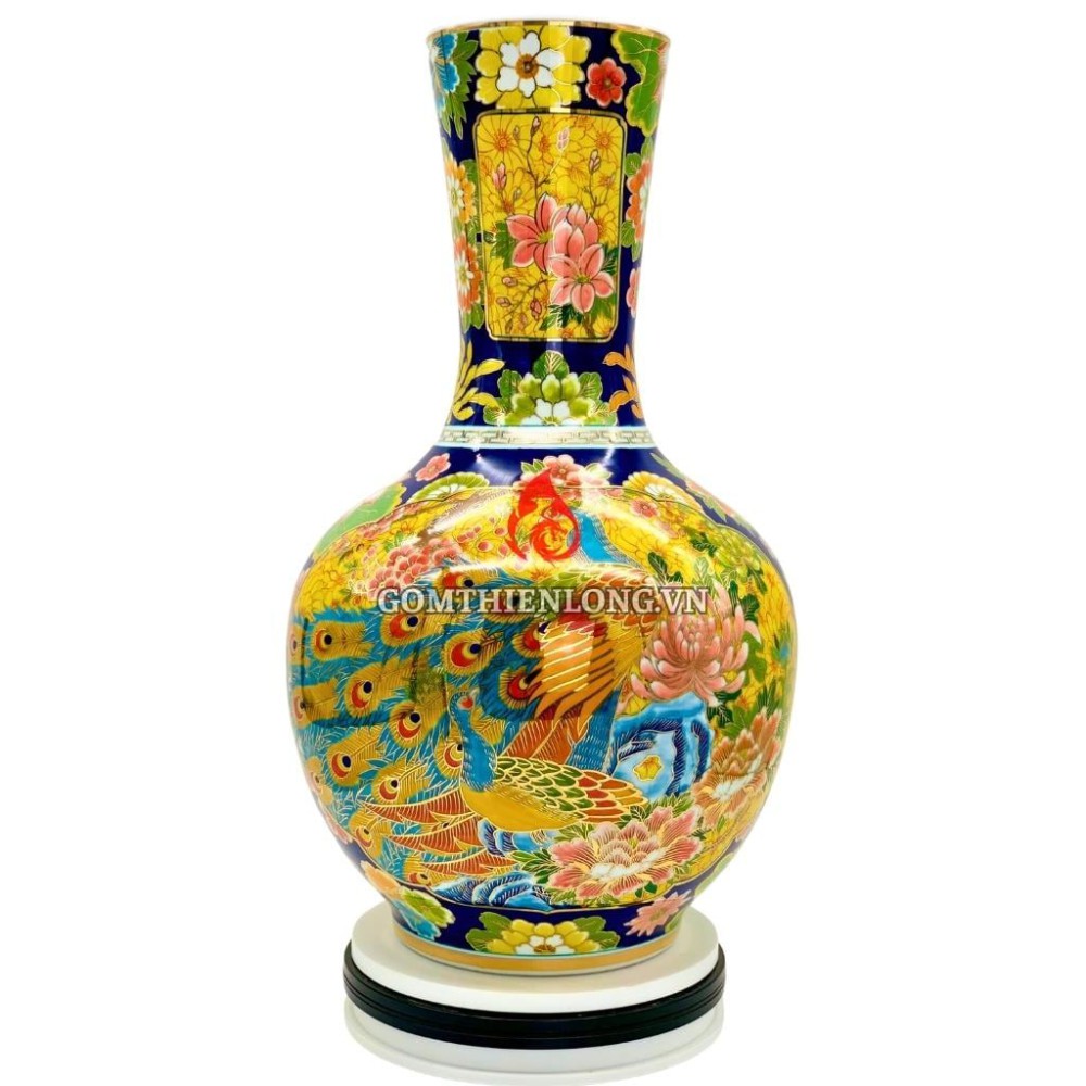 Bình Củ Tỏi Bát Tràng Vẽ Vàng Công Hoa Phú Quý 231186