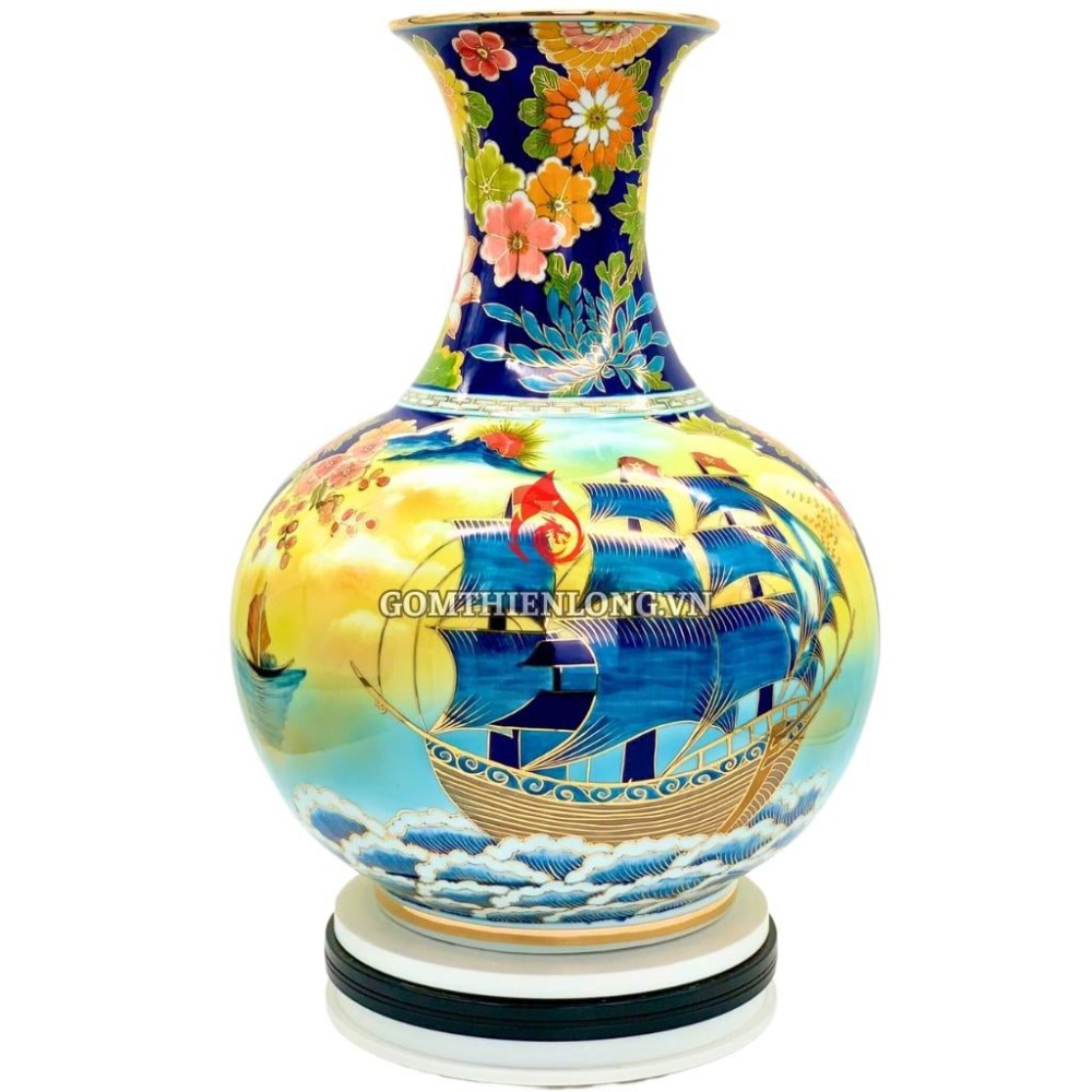 Bình Củ Tỏi Bát Tràng Vẽ Vàng Thuận Buồm Xuôi Gió 231191