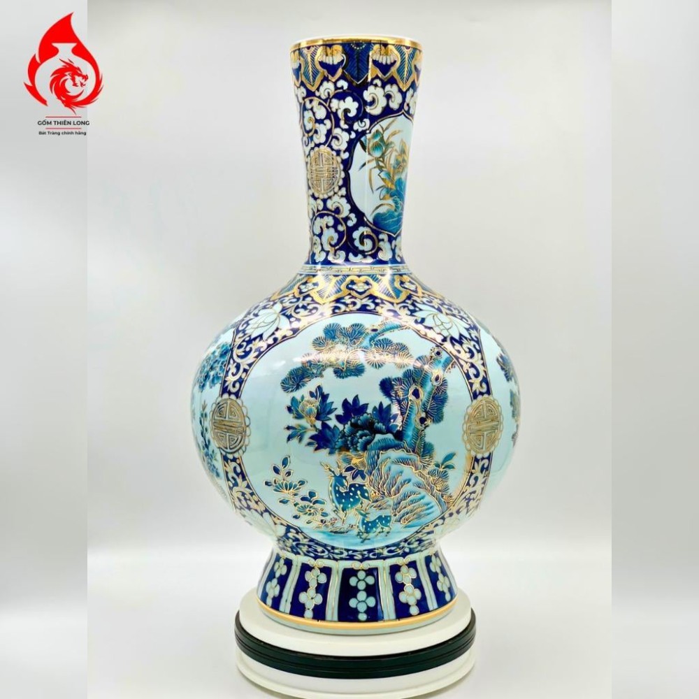 Bình Củ Tỏi Bát Tràng Vẽ Vàng Tùng Cúc Trúc Mai 231192
