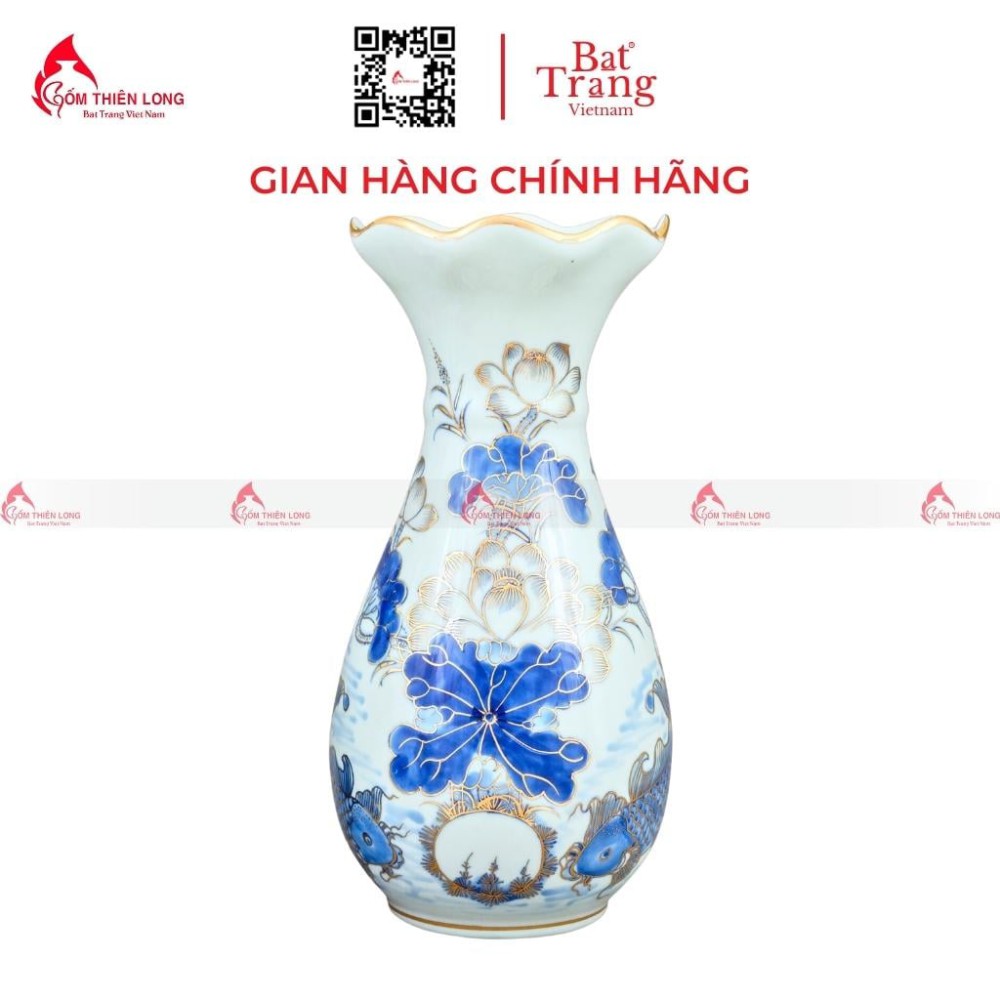 Lọ Hoa Bàn Thờ Vẽ Vàng Miệng Lượn 230831