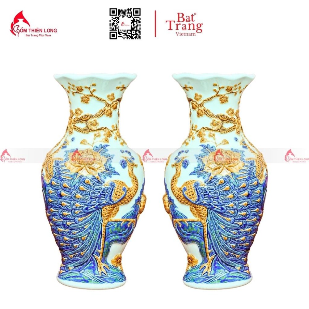 Lọ Hoa Bàn Thờ Men Ngọc Đắp Công Đào 230839