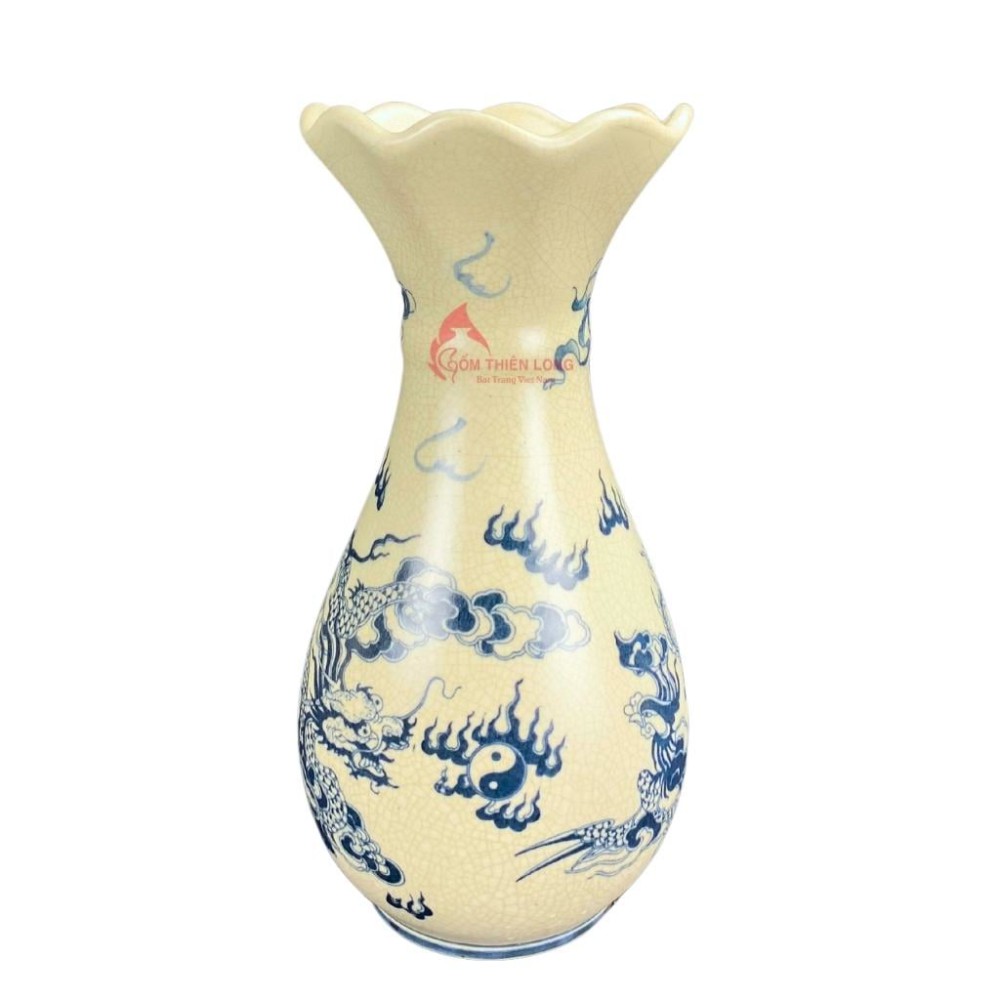 Lọ Hoa Bàn Thờ Men Rạn Miệng Lượn R230843