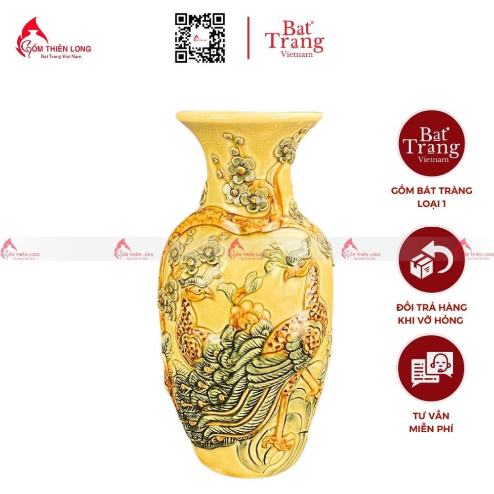 Bình Hoa Men Rạn Vàng Hoàng Lưu Ly 230835