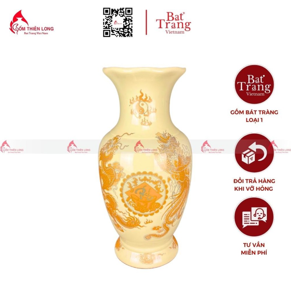 Lọ Hoa Bàn Thờ Men Vàng R230834