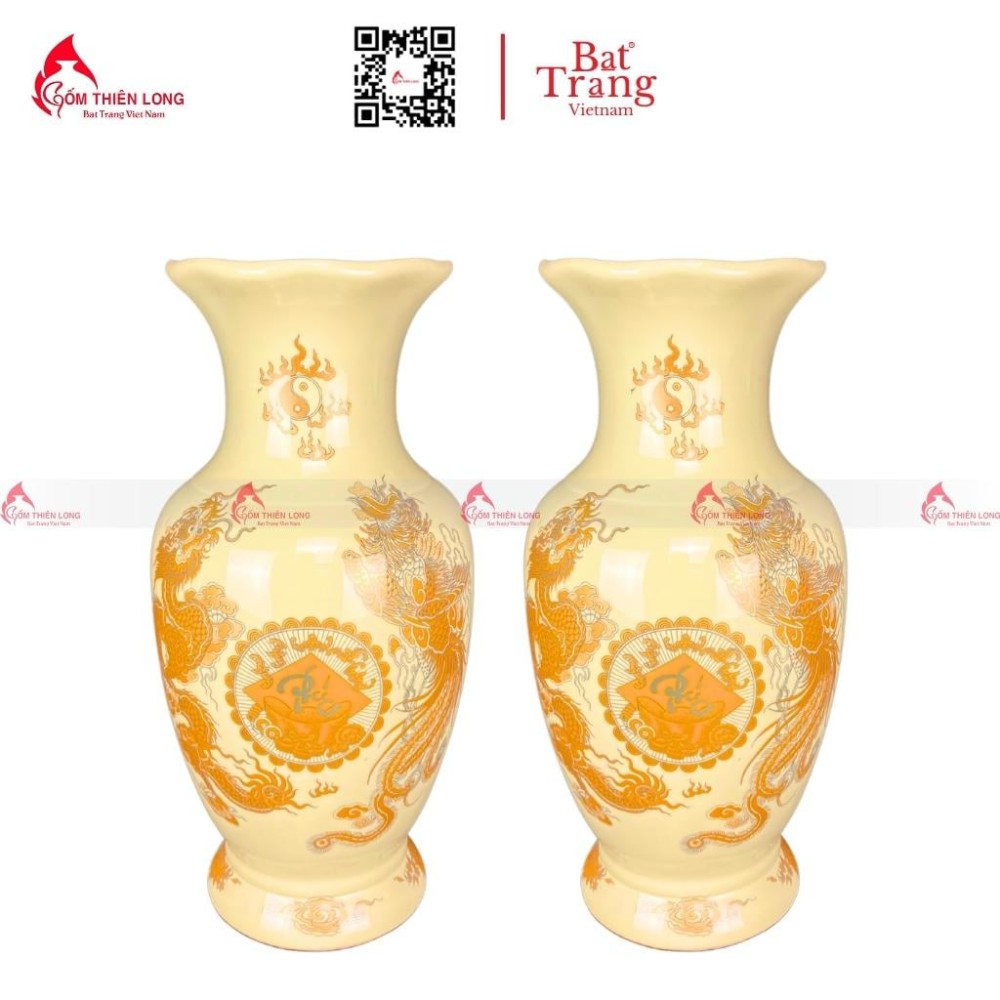 Lọ Hoa Bàn Thờ Men Vàng R230834