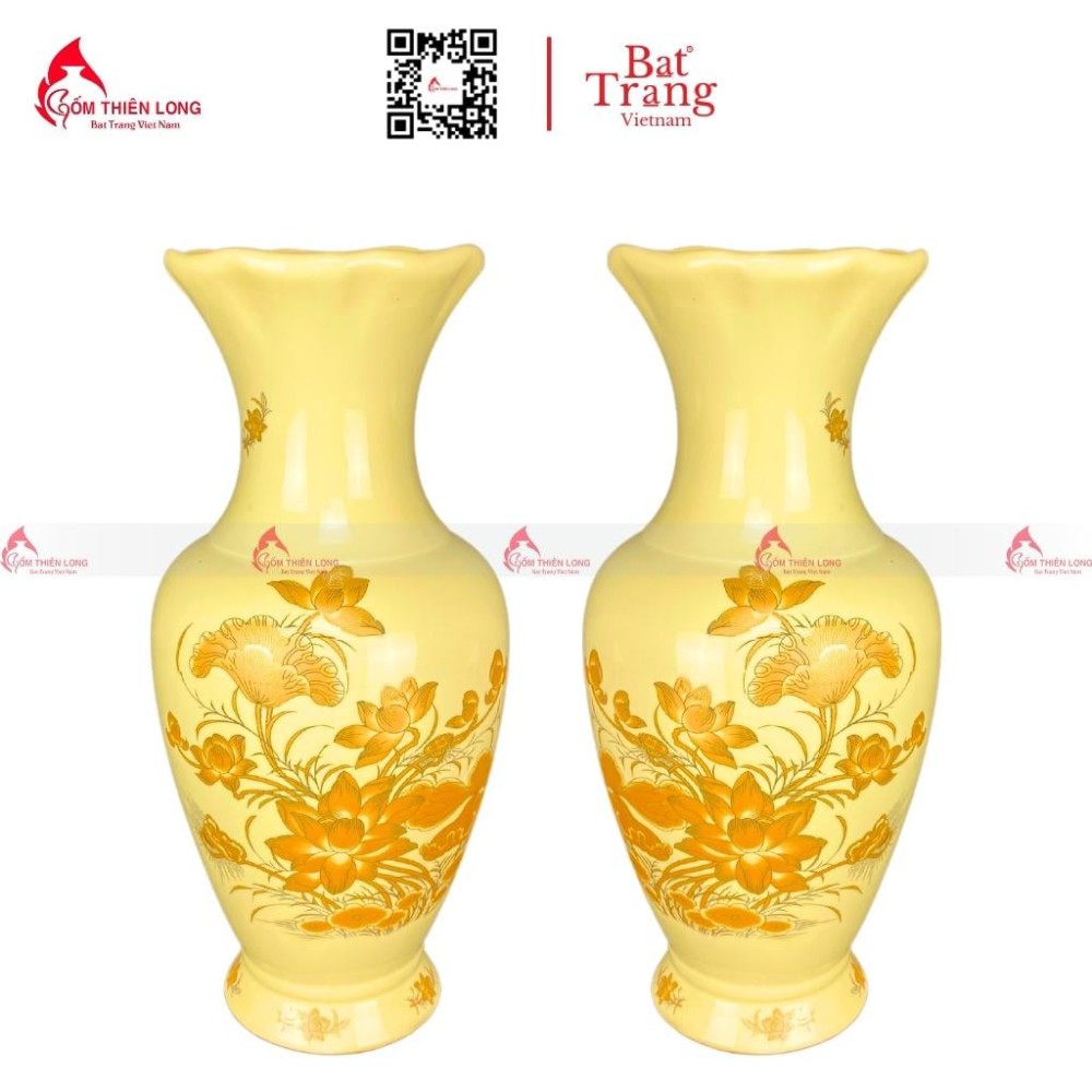 Lọ Hoa Bàn Thờ Men Vàng S230834
