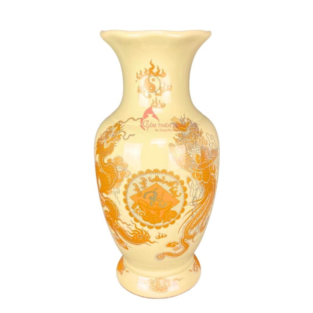 Lọ Hoa Bàn Thờ Men Vàng R230834