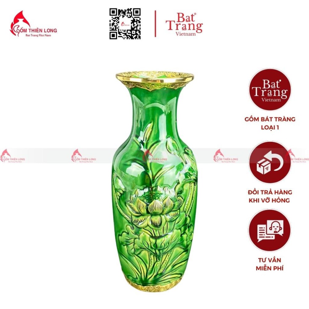 Lọ Hoa Bàn Thờ Men Xanh Ngọc Lục Bảo 230836
