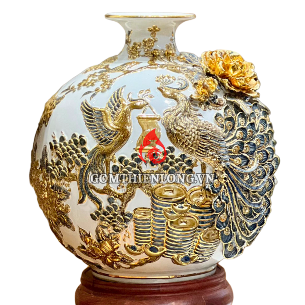 Bình Hút Lộc Công Hoa Phú Quý Màu Trắng 231033