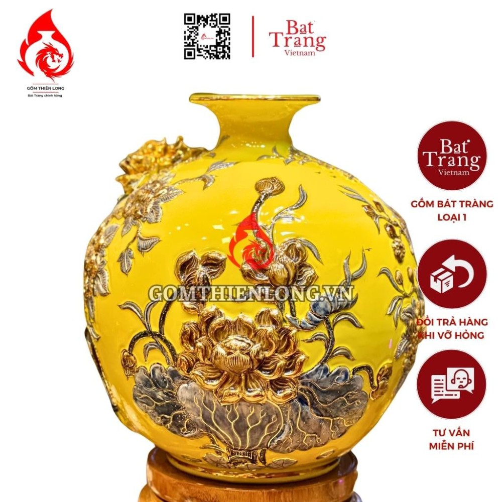 Bình Hút Lộc Công Hoa Phú Quý Màu Vàng 231031