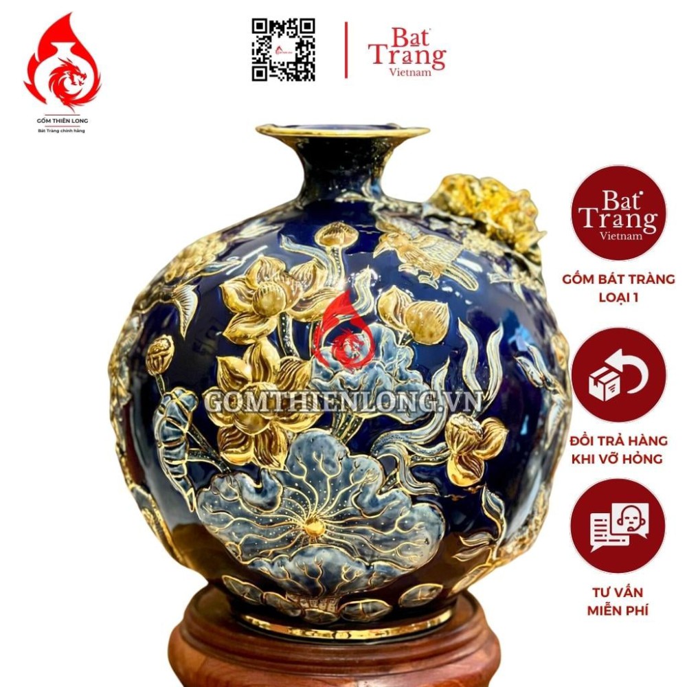 Bình Hút Lộc Công Hoa Phú Quý Màu Xanh Tím 231035