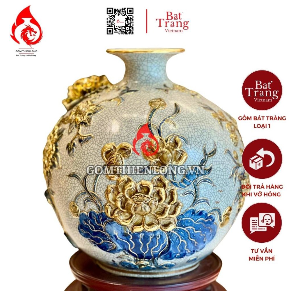 Bình Hút Lộc Công Hoa Phú Quý Men Rạn 231034