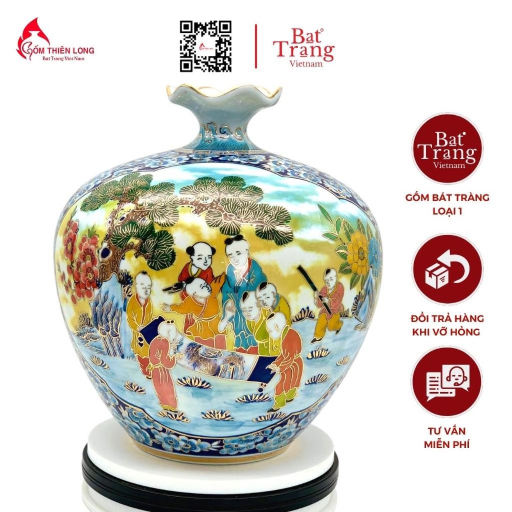 Bình Hút Lộc Miệng Lượn Vẽ Vàng 3D Bách Nhi HLCA022