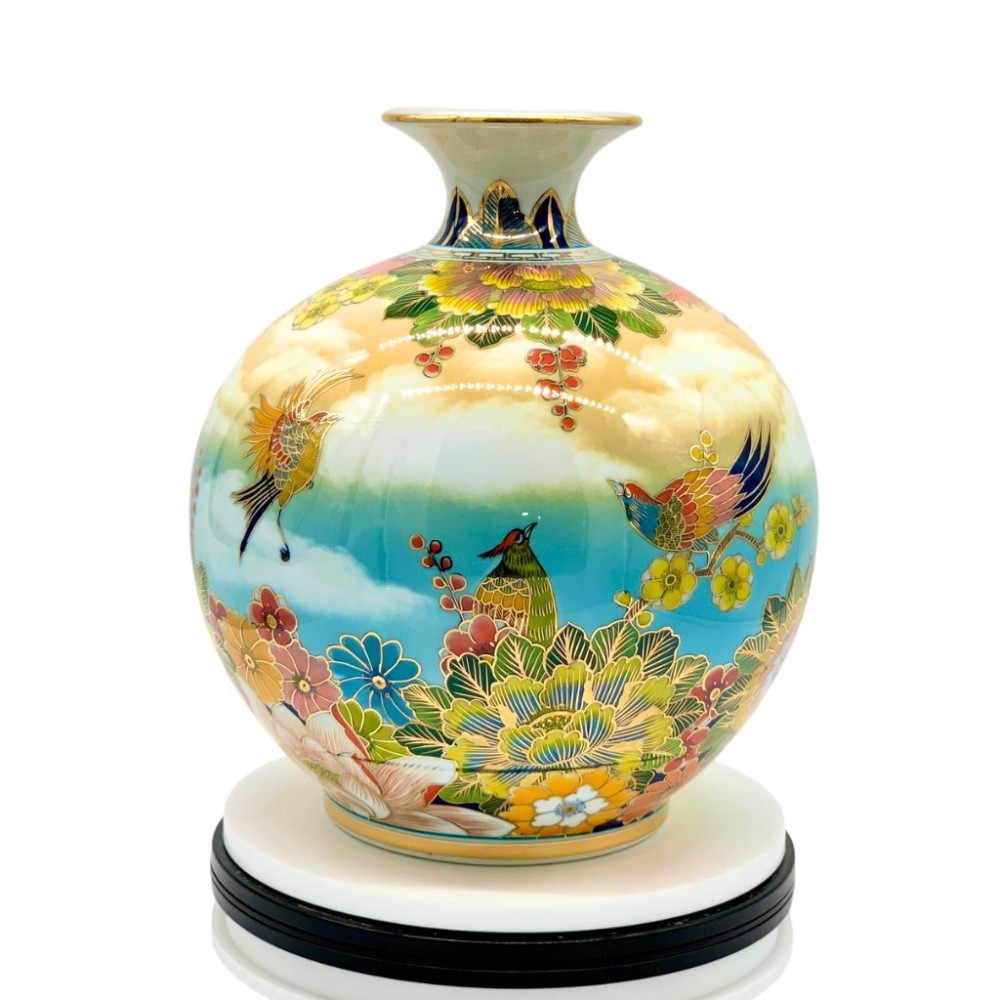 Bình Hút Lộc Chim Hoa Vẽ Vàng 3D HLCA020