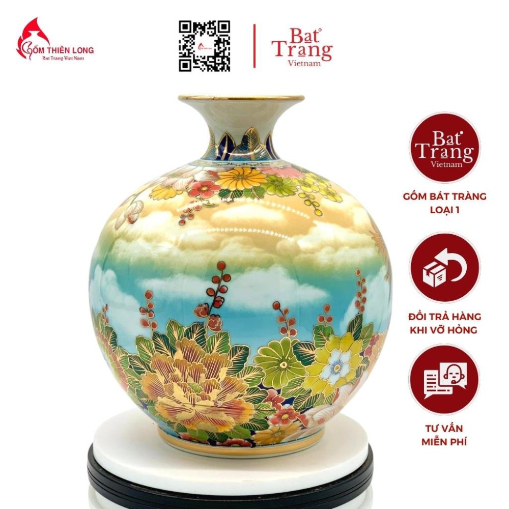 Bình Hút Lộc Chim Hoa Vẽ Vàng 3D HLCA020