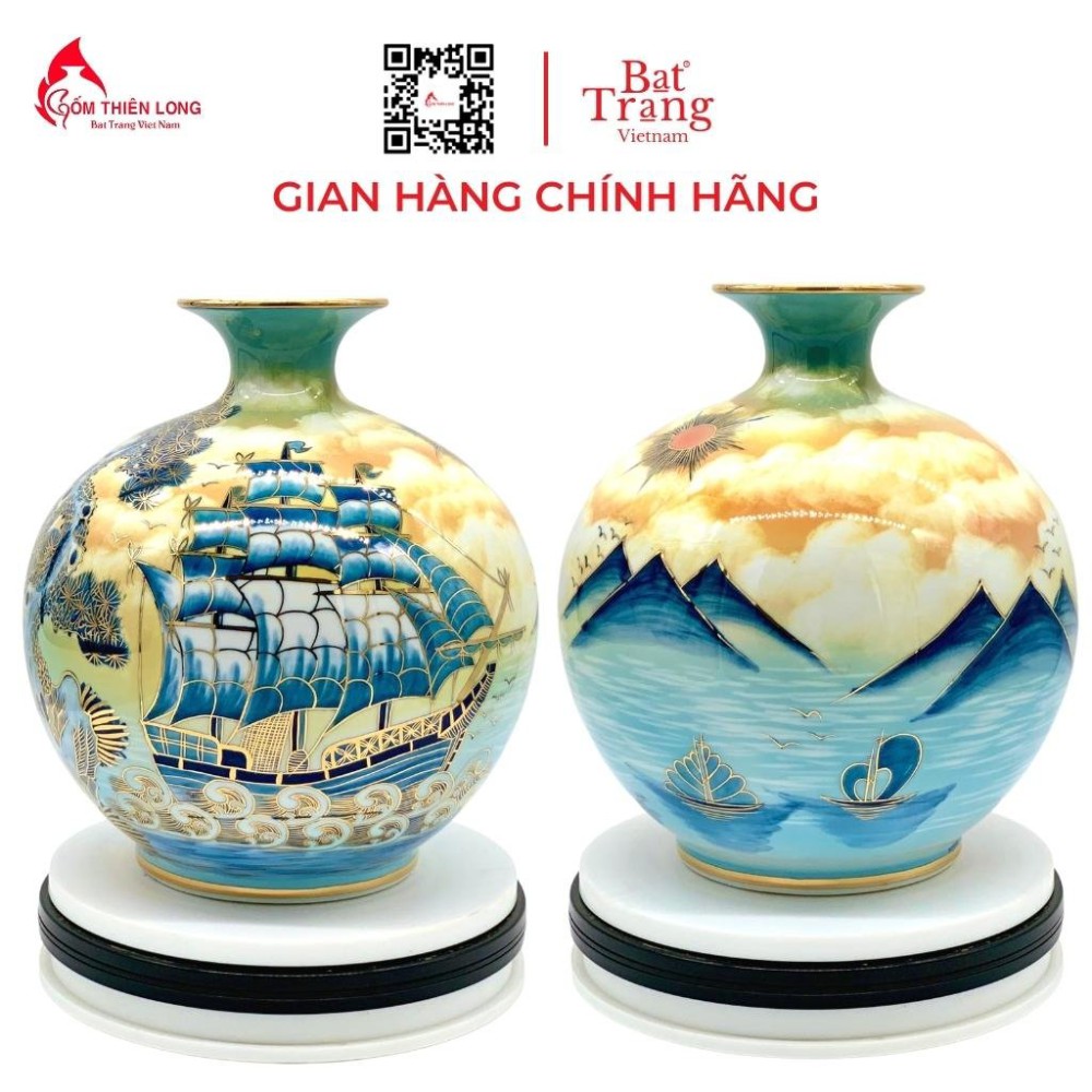 Bình Hút Lộc Thuận Buồm Xuôi Gió 3D Nền Xanh HLCA014