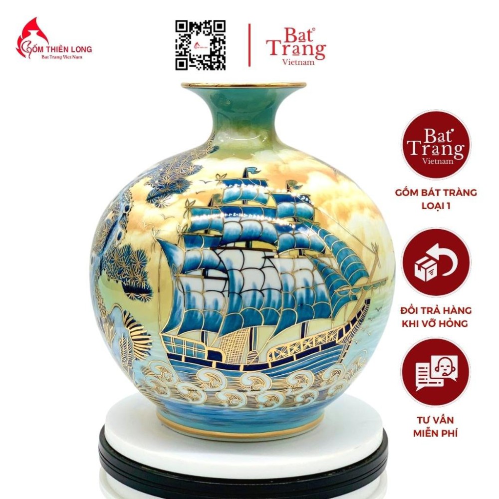 Bình Hút Lộc Thuận Buồm Xuôi Gió 3D Nền Xanh HLCA014