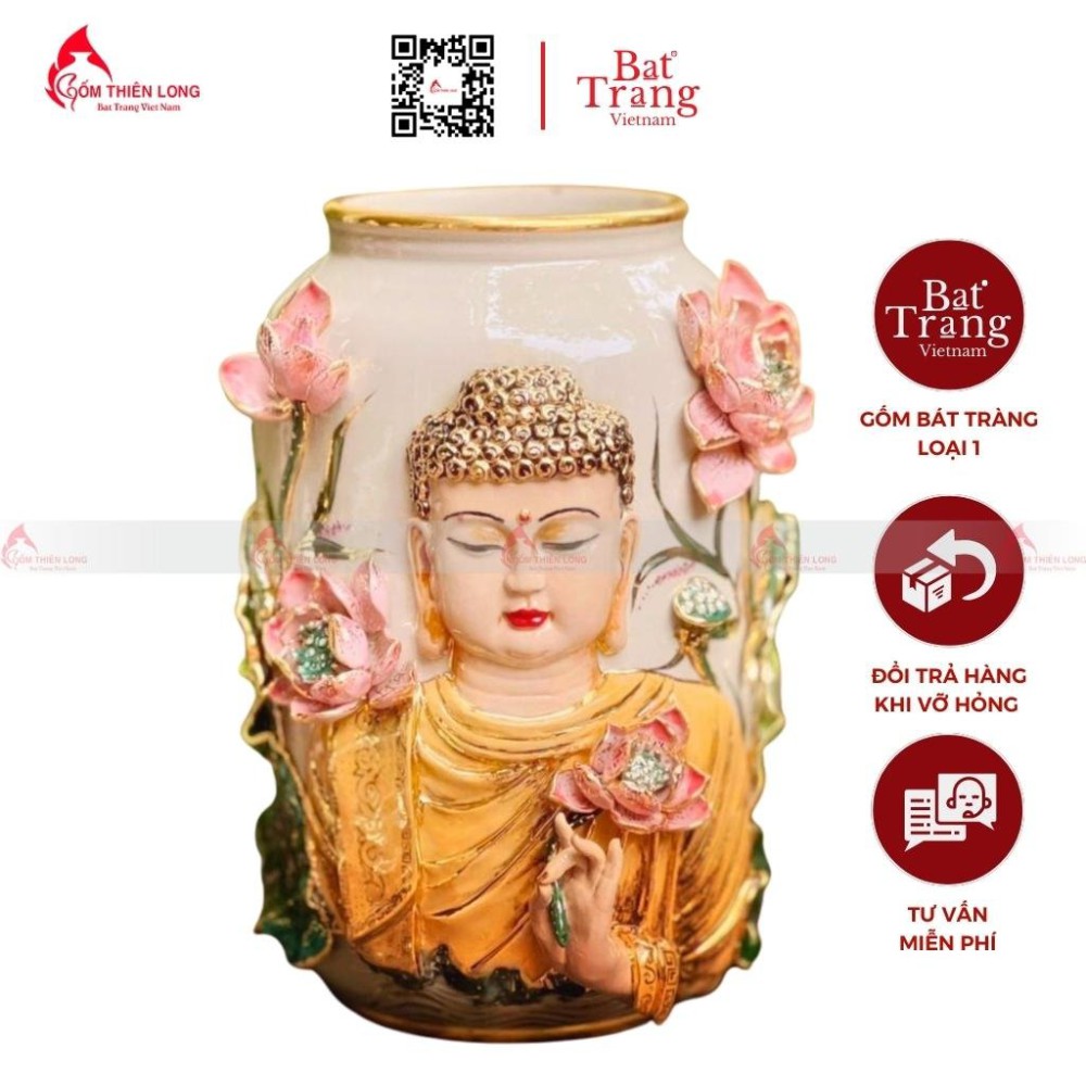 Bình Gốm Phật Vẽ Vàng 24k 230739