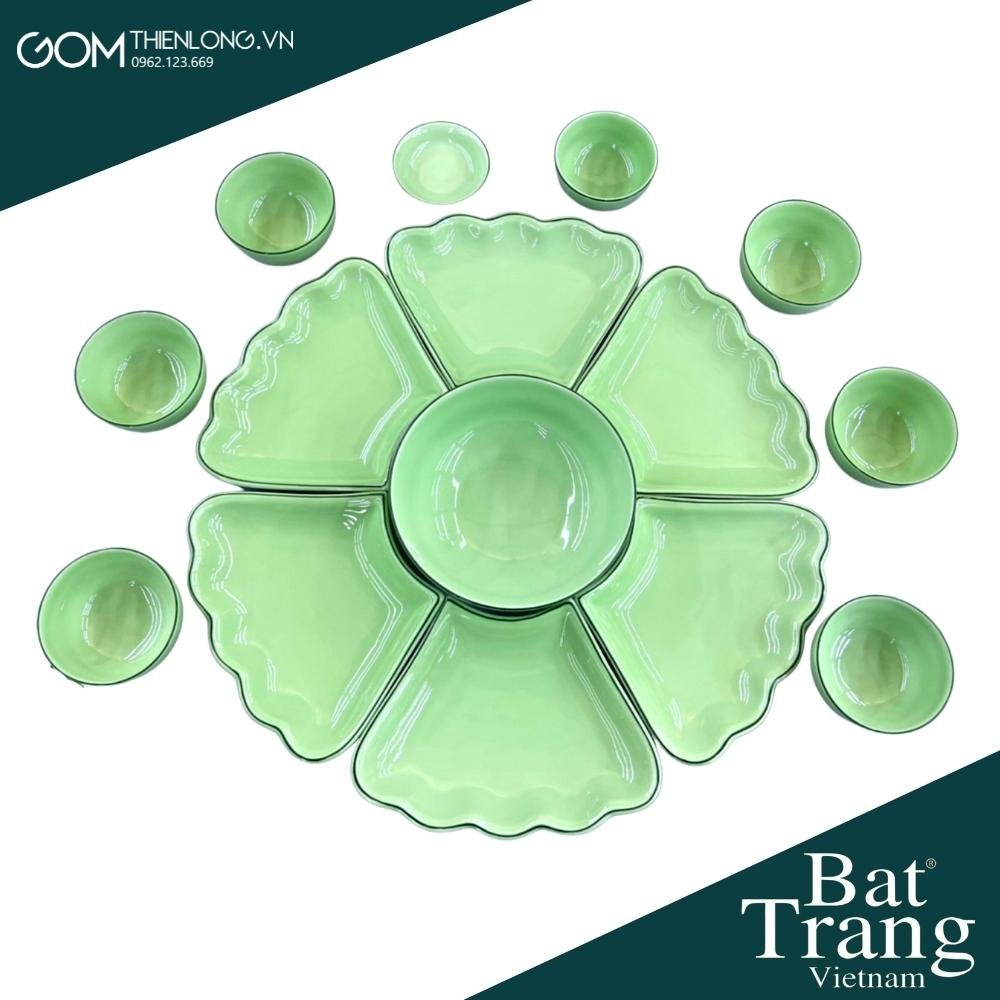 Bộ Bát Đĩa Hoa Mặt Trời Xanh Cốm 233110