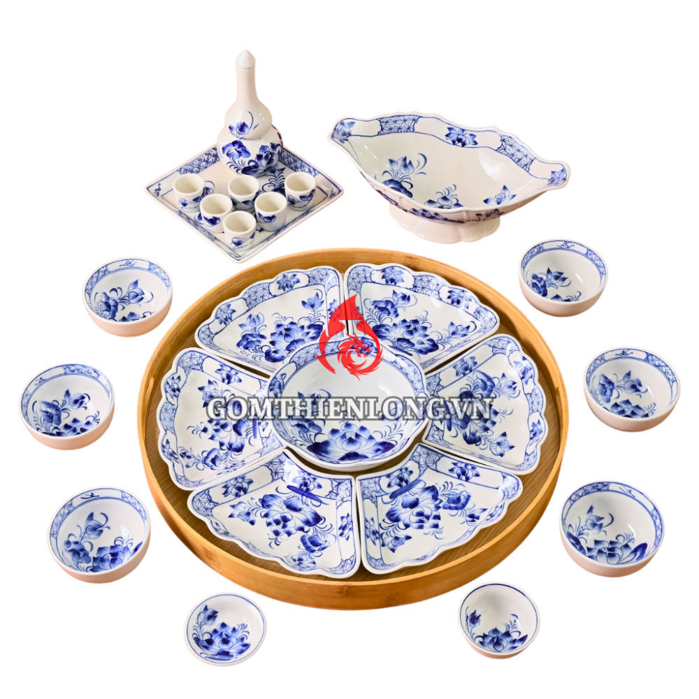 Bộ Bát Đĩa Hoa Mặt Trời Vẽ Hoa Sen 230891