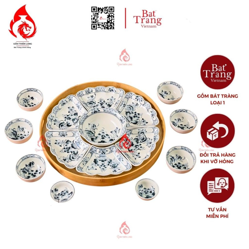 Bộ Bát Đĩa Hoa Mặt Trời Vẽ Sen 230901