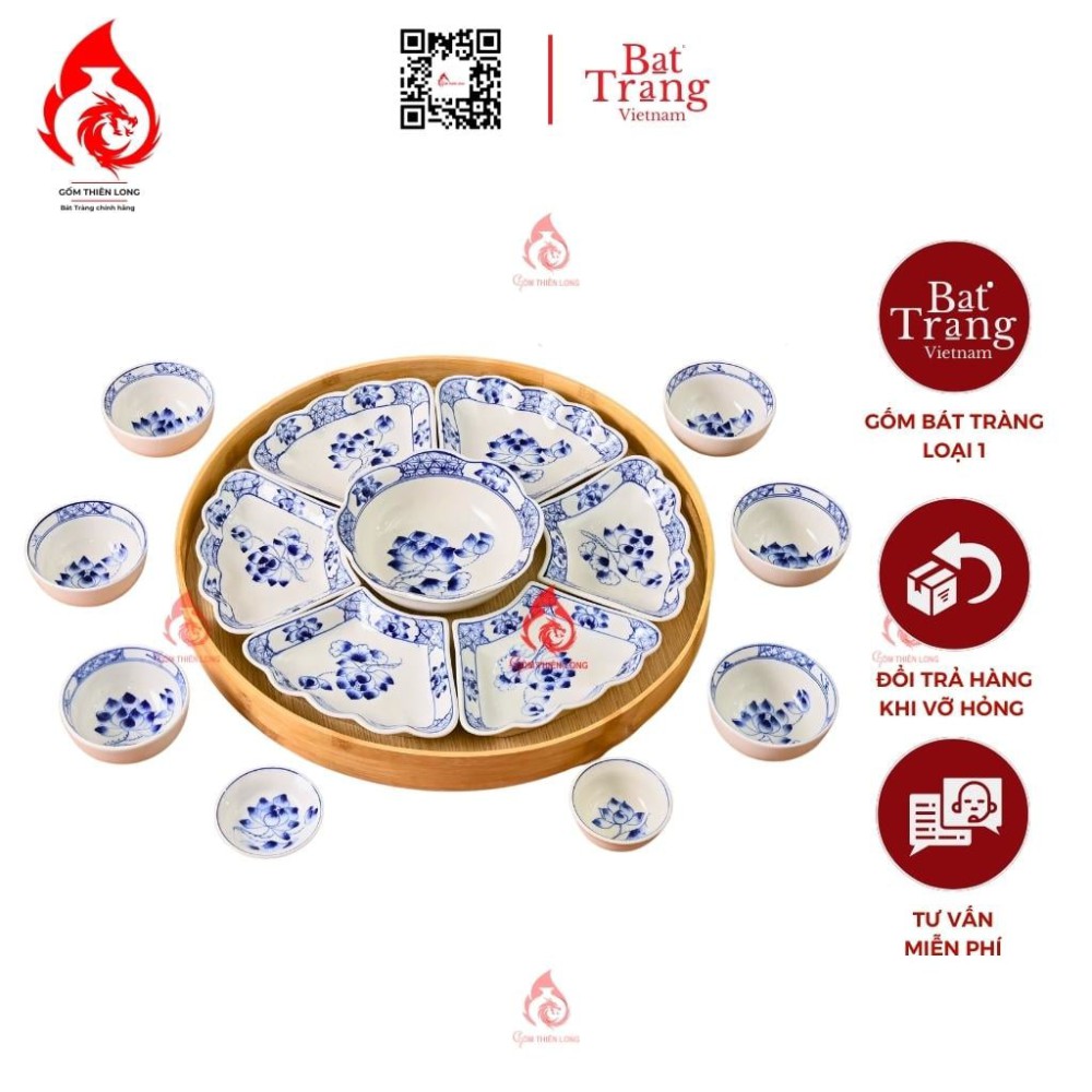 Bộ Bát Đĩa Hoa Mặt Trời Vẽ Sen 230903