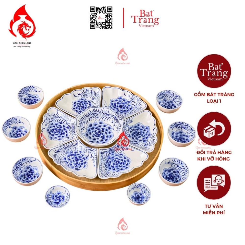 Bộ Bát Đĩa Hoa Mặt Trời Vẽ Mẫu Đơn 230892