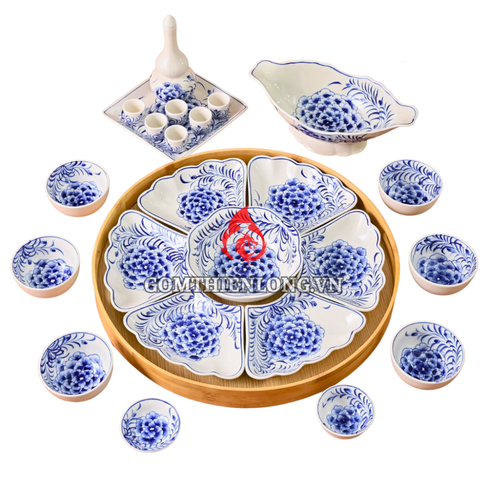 Bộ Bát Đĩa Hoa Mặt Trời Vẽ Mẫu Đơn 230892