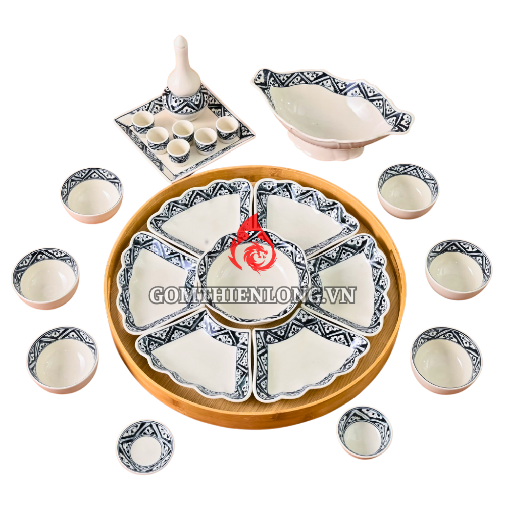 Bộ Bát Đĩa Hoa Mặt Trời Vẽ Viền Hoa 230893