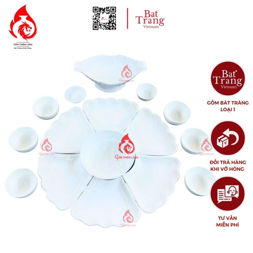 Bộ Bát Đĩa Hoa Mặt Trời Màu Trắng Sứ 230912