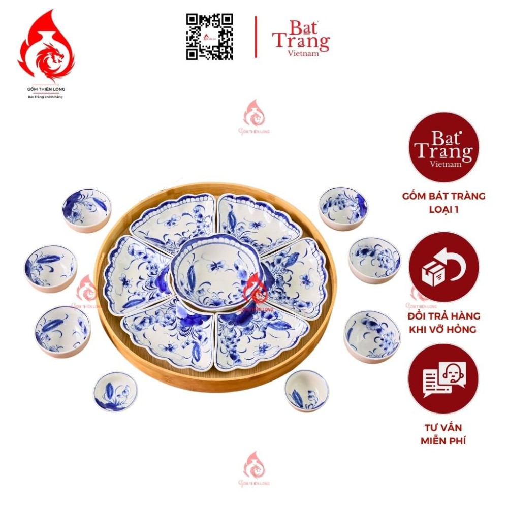 Bộ Bát Đĩa Hoa Mặt Trời Vẽ Sen Chuồn 230894