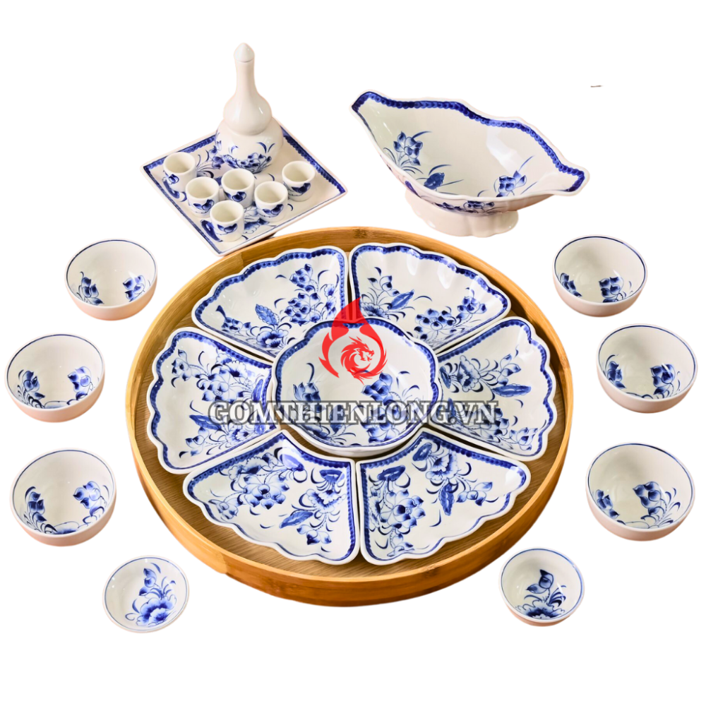 Bộ Bát Đĩa Hoa Mặt Trời Vẽ Sen 230895