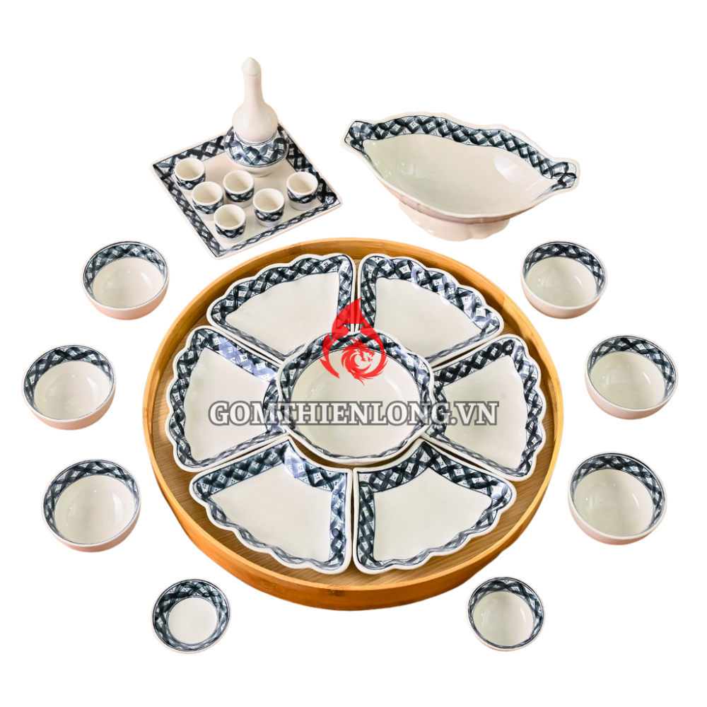 Bộ Bát Đĩa Hoa Mặt Trời Vẽ Viền Miệng 230896