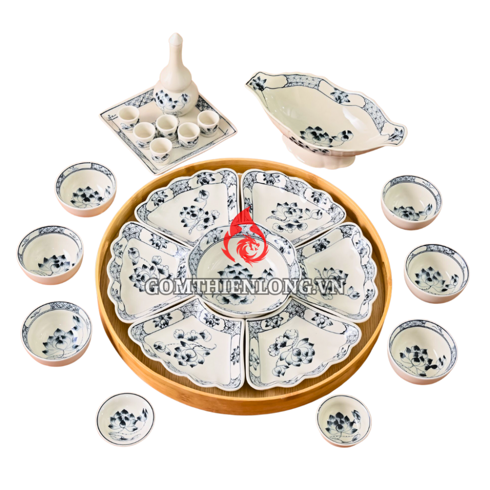 Bộ Bát Đĩa Hoa Mặt Trời Vẽ Sen 230897