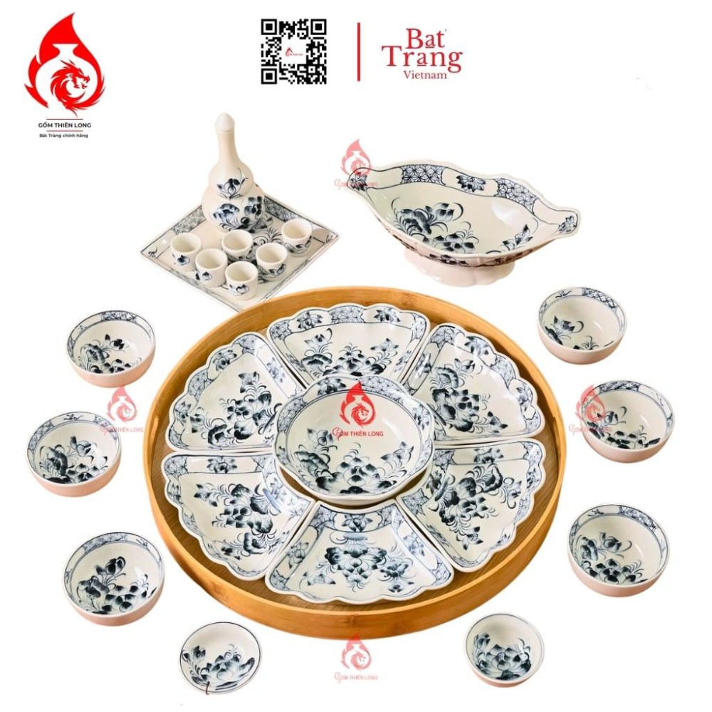 Bộ Bát Đĩa Hoa Mặt Trời Vẽ Sen 230901