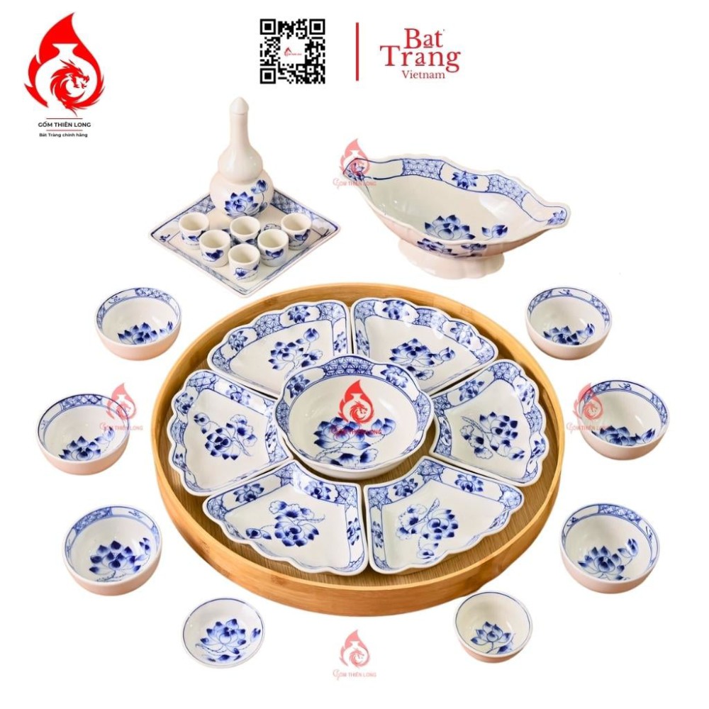 Bộ Bát Đĩa Hoa Mặt Trời Vẽ Sen 230903