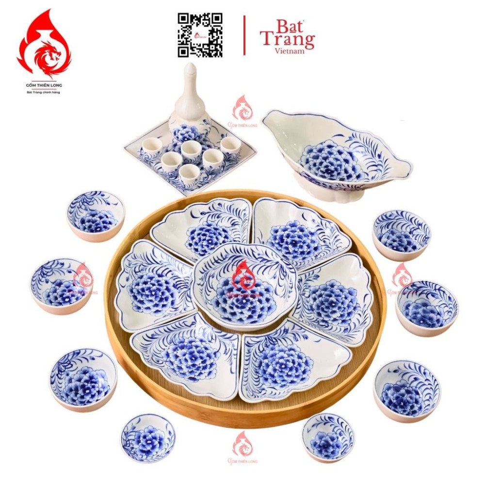 Bộ Bát Đĩa Hoa Mặt Trời Vẽ Mẫu Đơn 230892