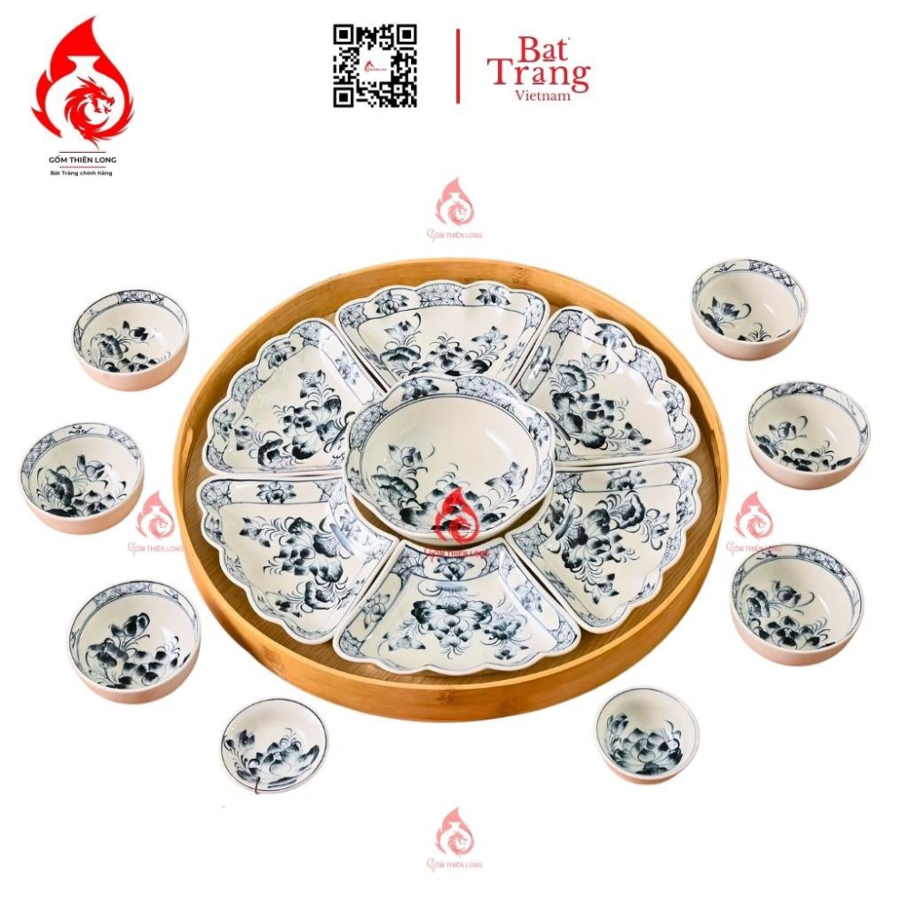 Bộ Bát Đĩa Hoa Mặt Trời Vẽ Sen 230901