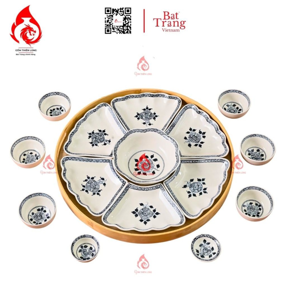 Bộ Bát Đĩa Hoa Mặt Trời Vẽ Hoa Cẩm Tú Cầu 230902