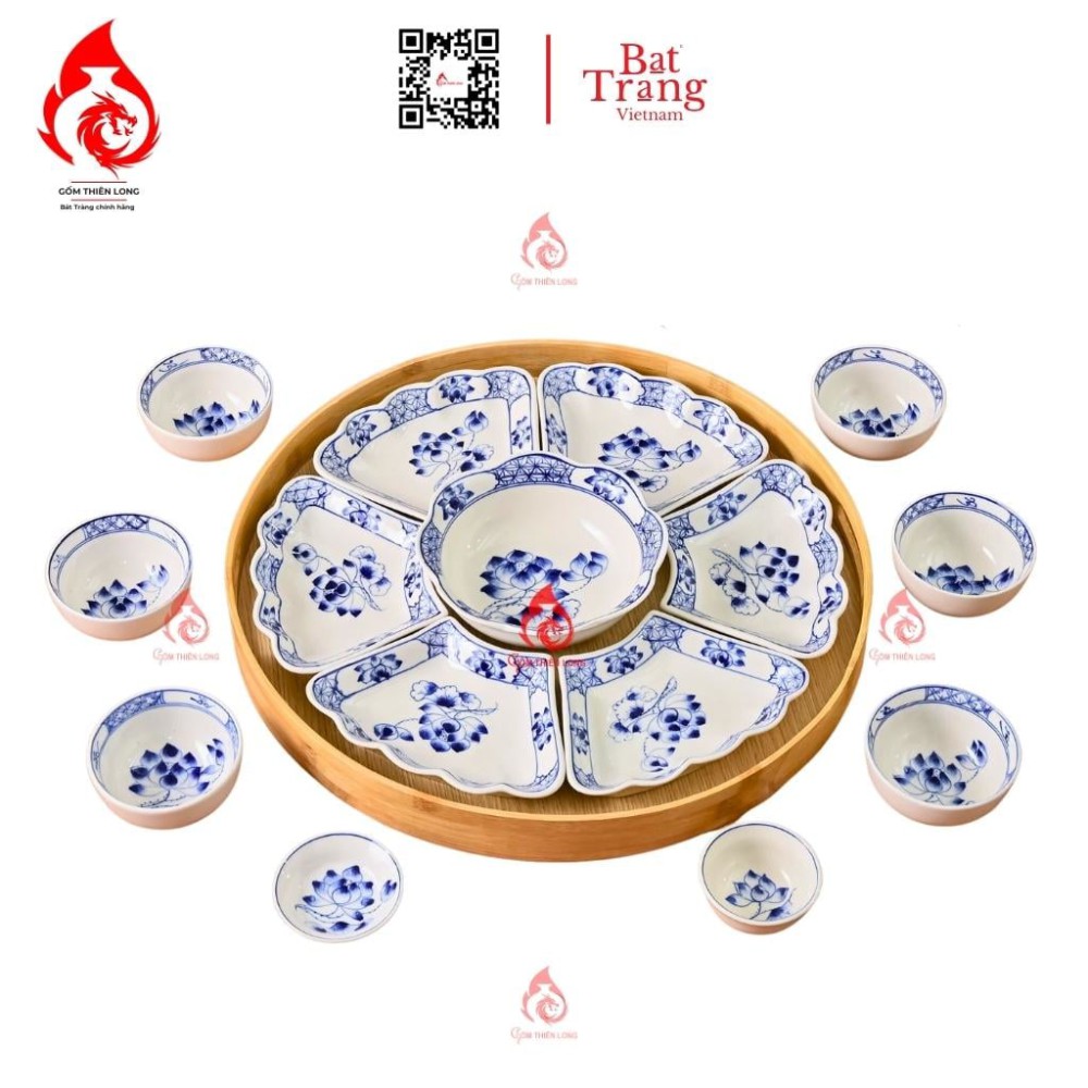 Bộ Bát Đĩa Hoa Mặt Trời Vẽ Sen 230903