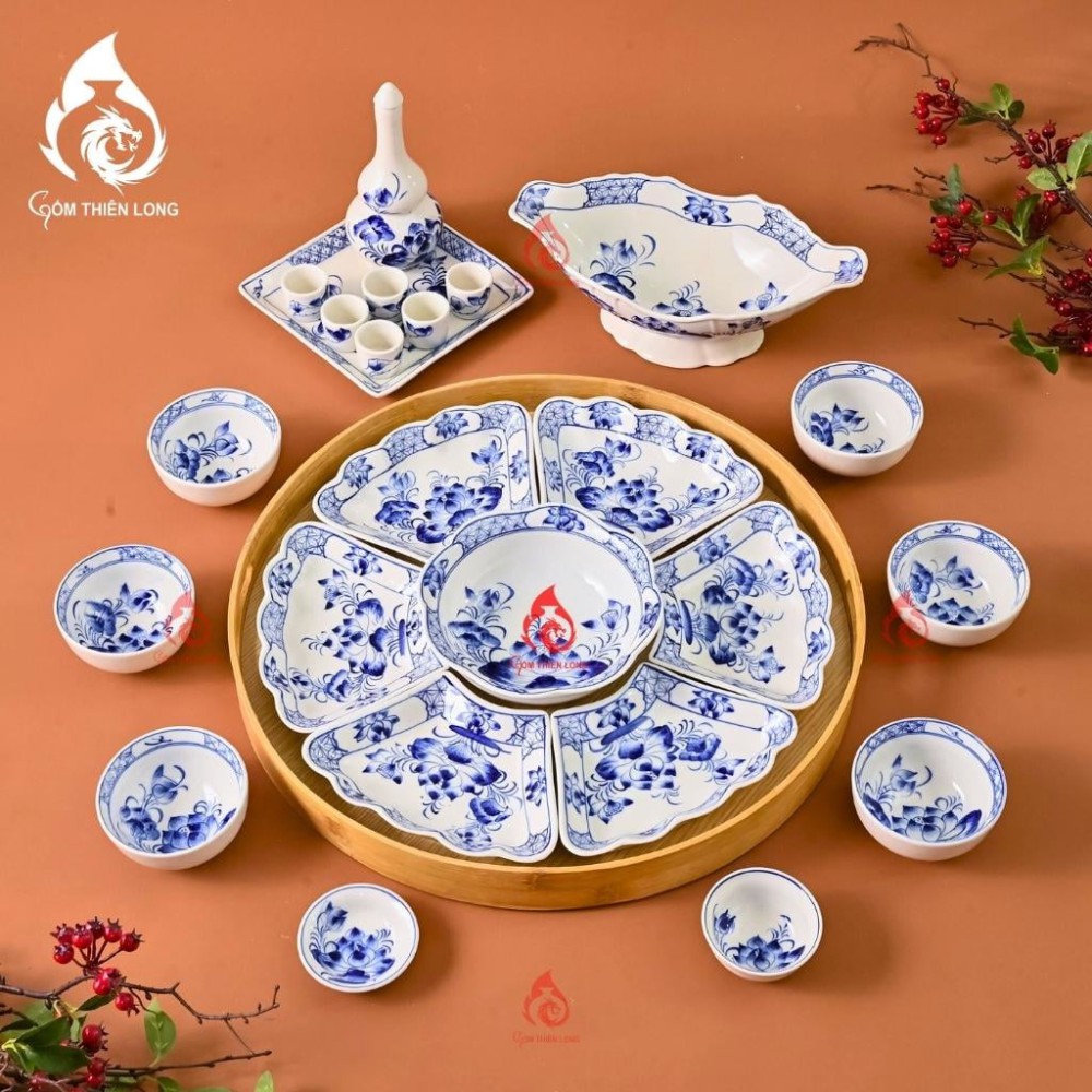 Bộ Bát Đĩa Hoa Mặt Trời Vẽ Hoa Sen 230891