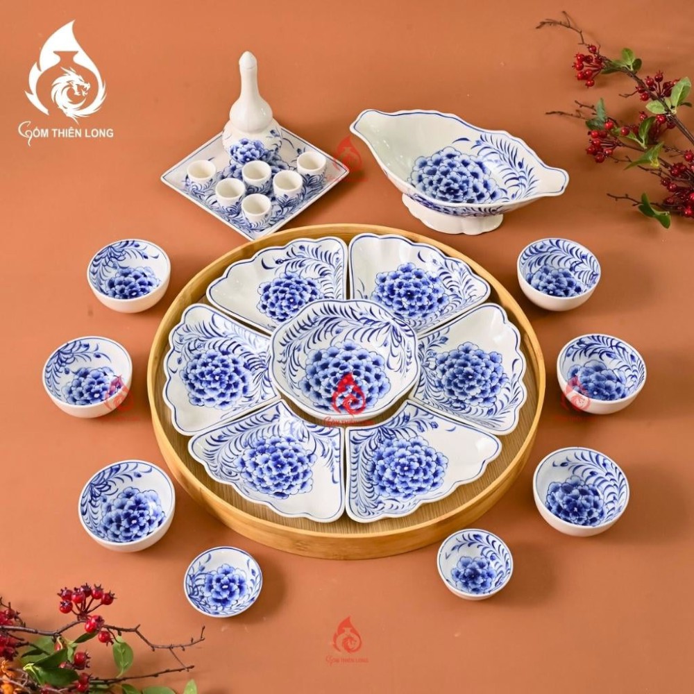 Bộ Bát Đĩa Hoa Mặt Trời Vẽ Mẫu Đơn 230892