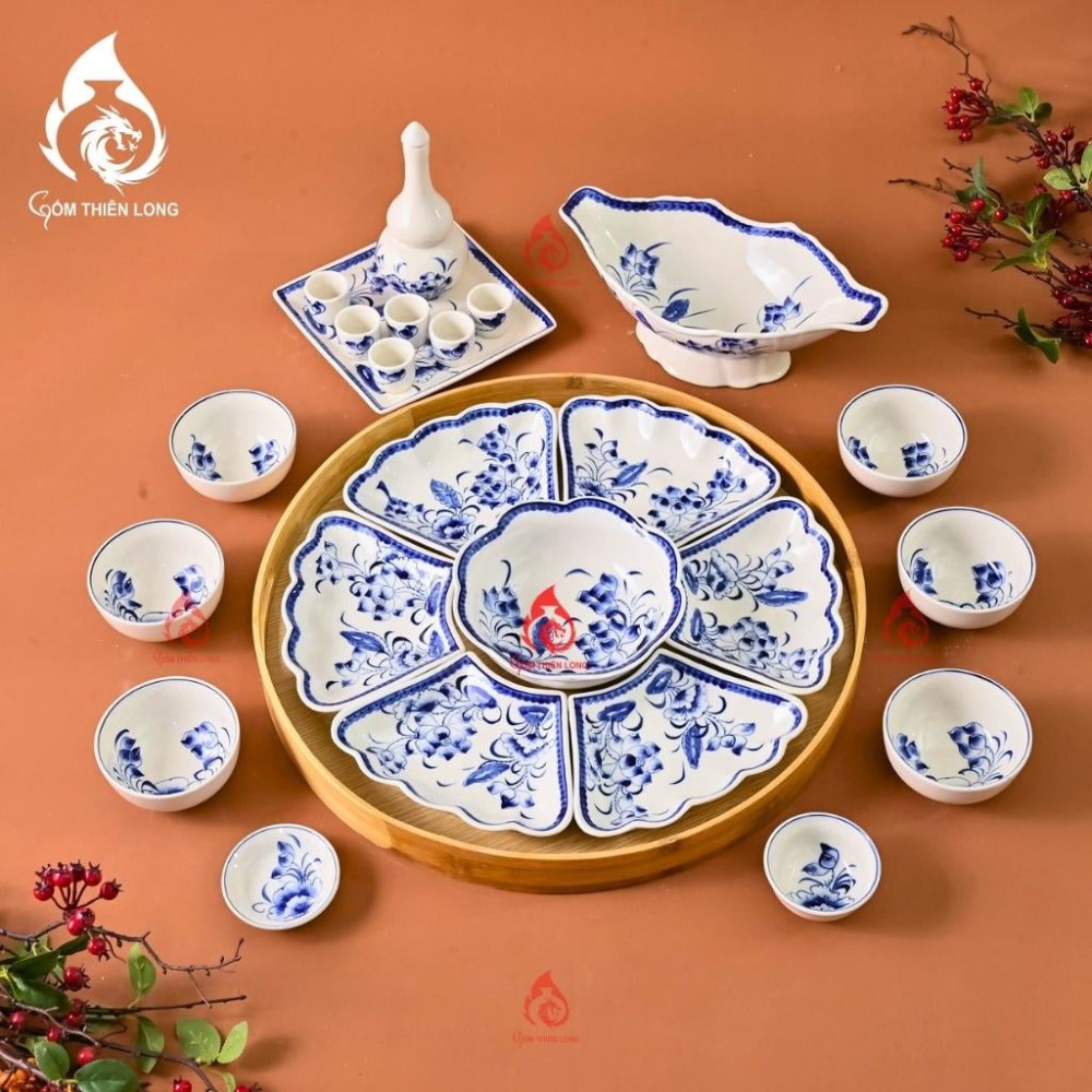 Bộ Bát Đĩa Hoa Mặt Trời Vẽ Sen 230895