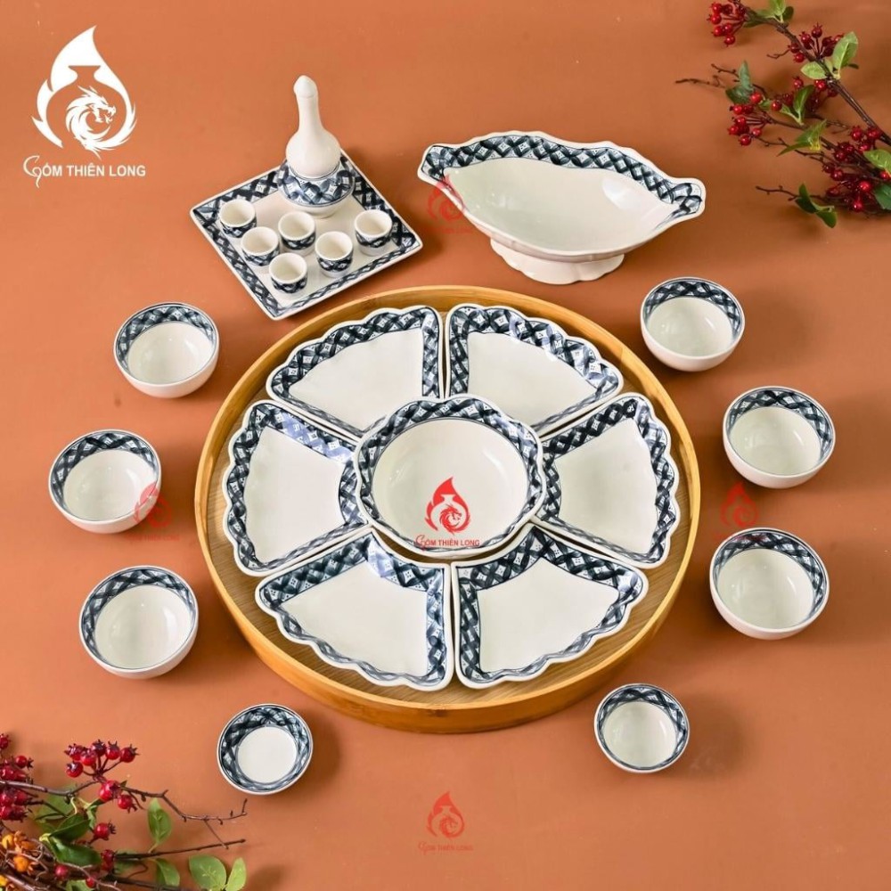 Bộ Bát Đĩa Hoa Mặt Trời Vẽ Viền Miệng 230896