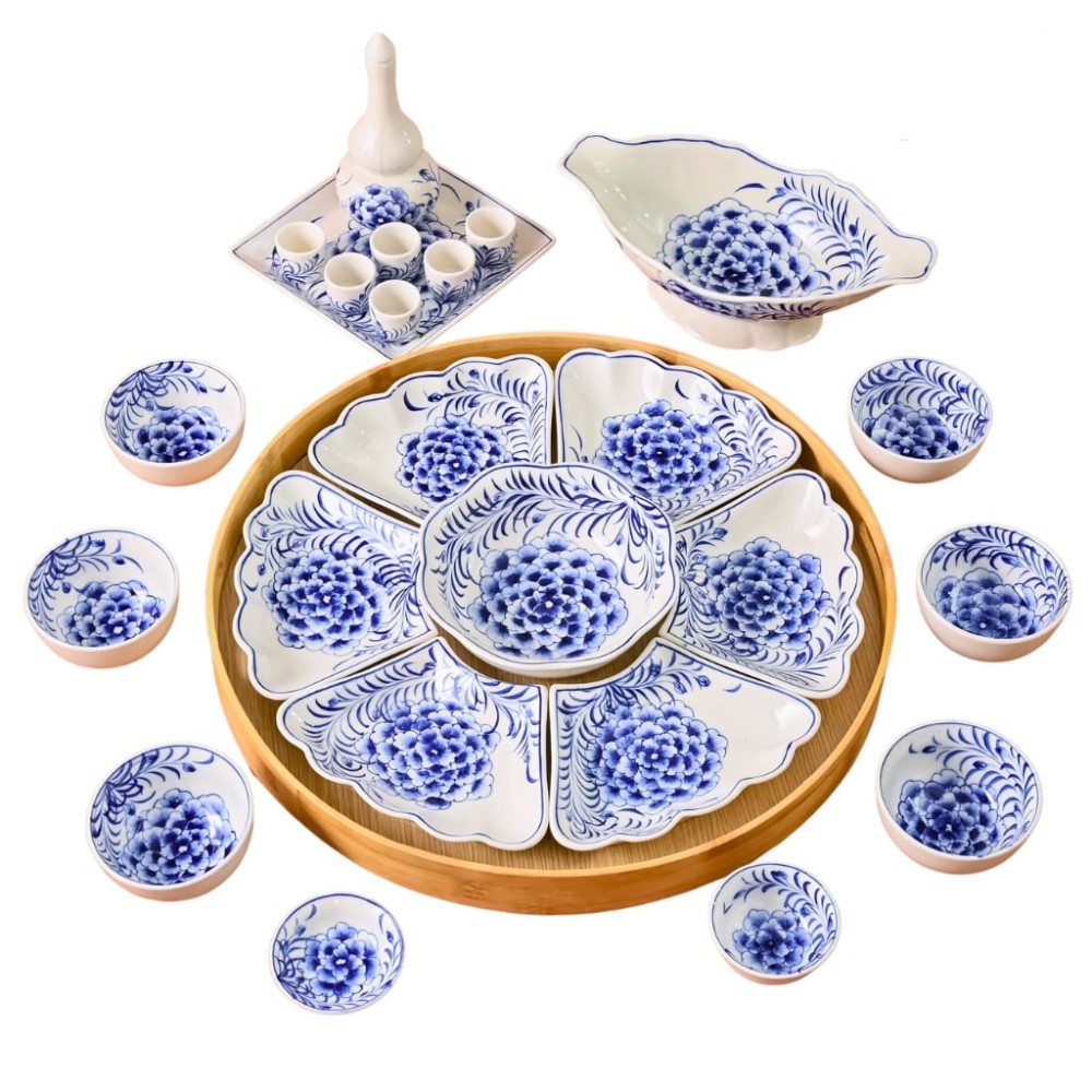 Bộ Bát Đĩa Hoa Mặt Trời Vẽ Mẫu Đơn 230892