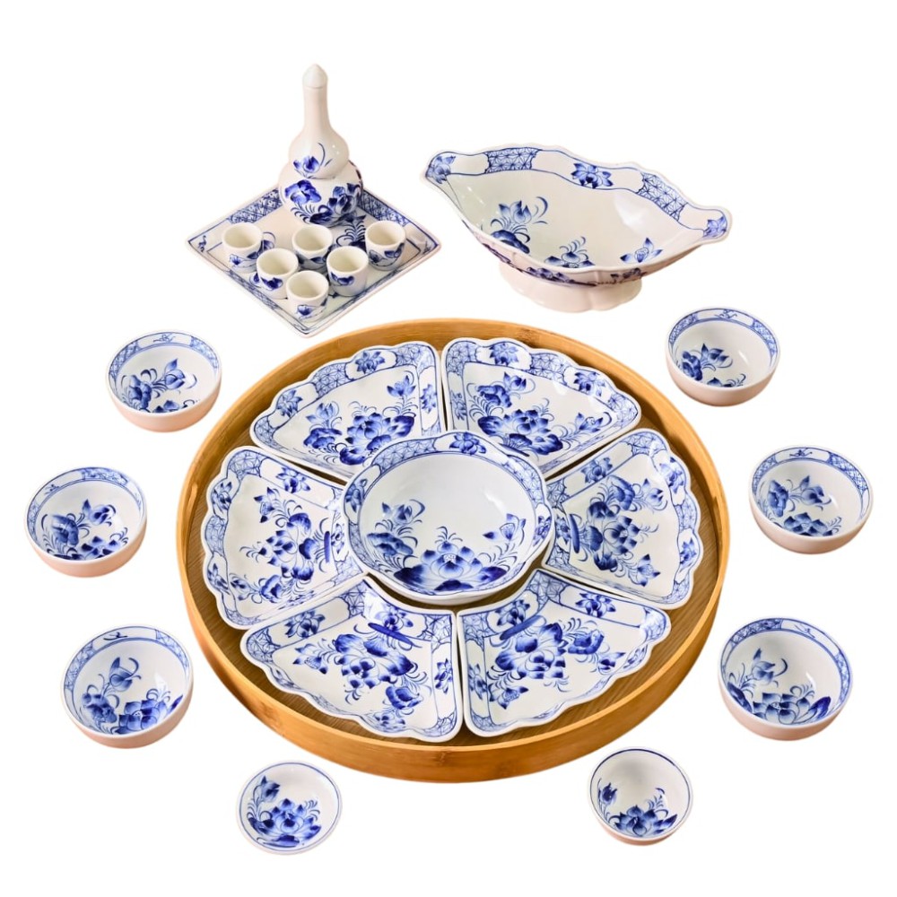 Bộ Bát Đĩa Hoa Mặt Trời Vẽ Hoa Sen 230891