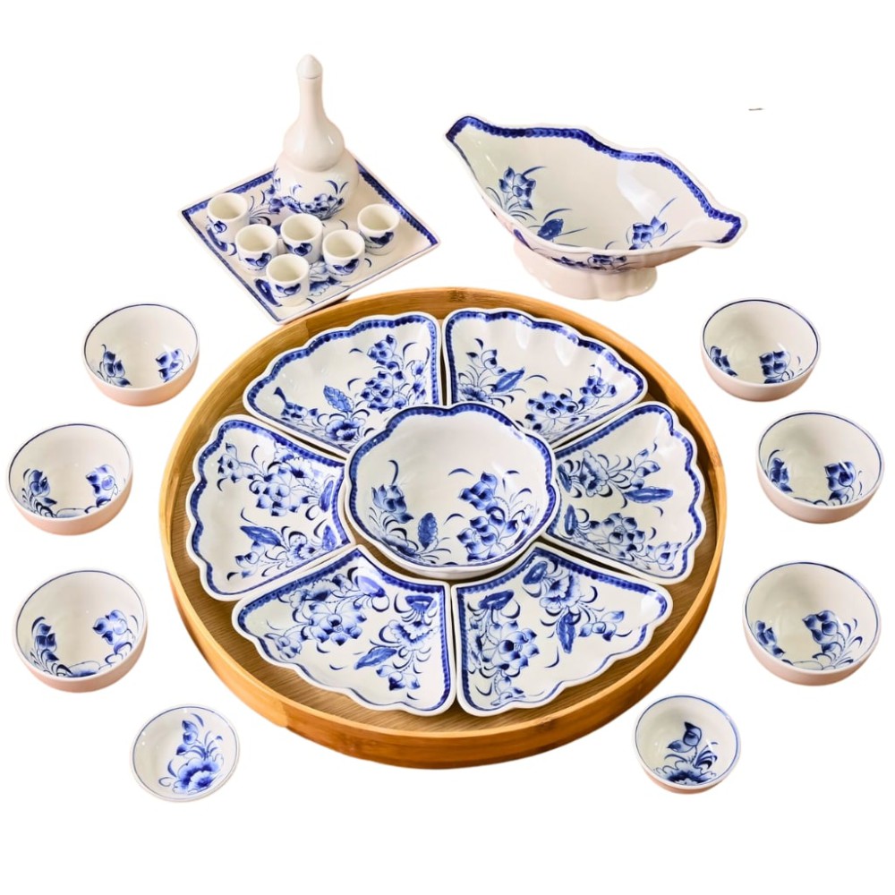 Bộ Bát Đĩa Hoa Mặt Trời Vẽ Sen 230895