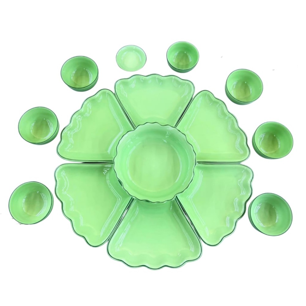 Bộ Bát Đĩa Hoa Mặt Trời Xanh Cốm 233110